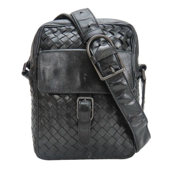 BOTTEGA VENETA Black Leather Intrecciato Shoulder Bag - Picture 1 of 11